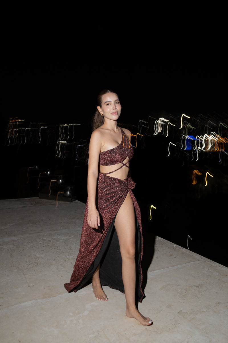 Caro High Waisted Metallic Cooper