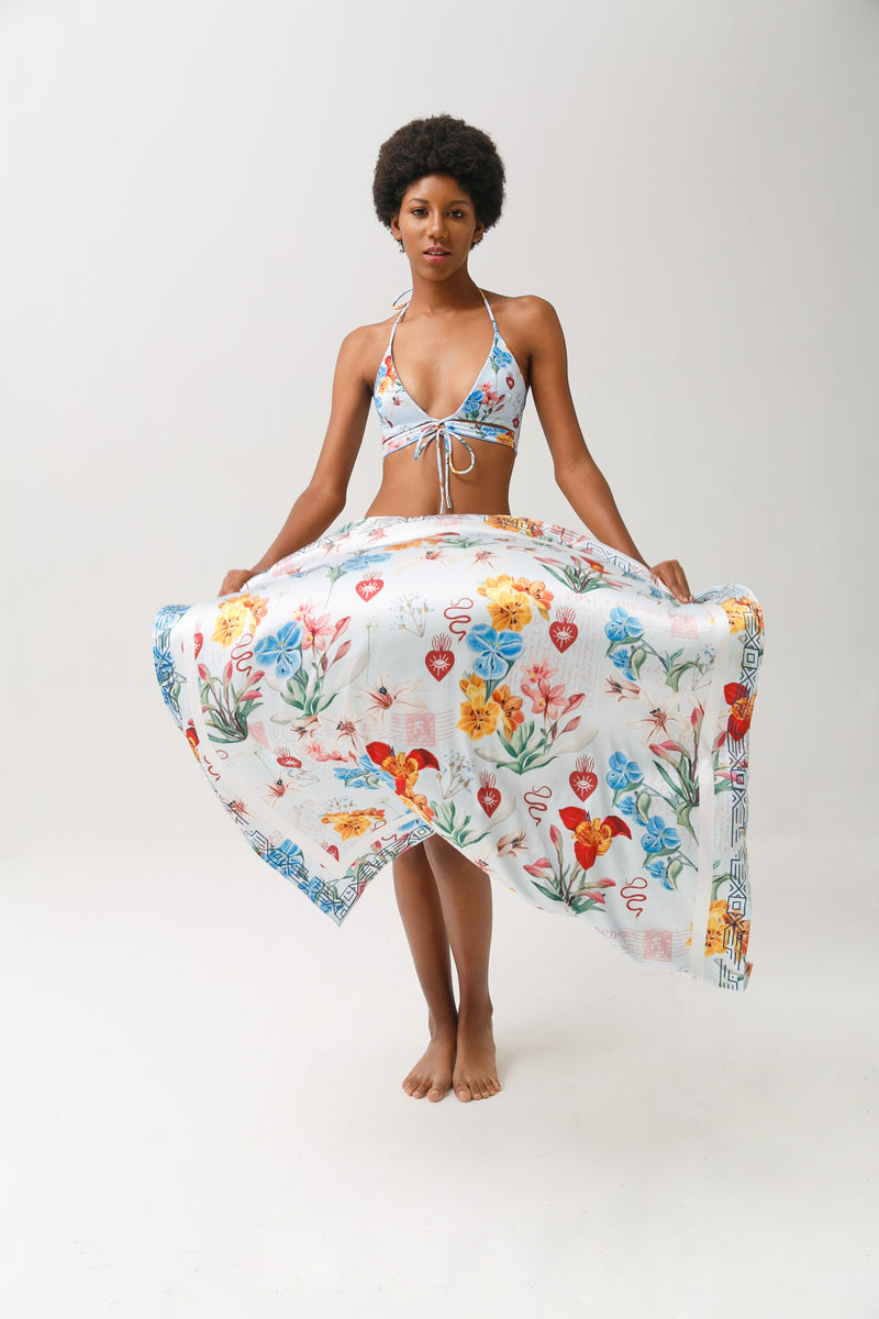 Scarf Baby Blue Flowers