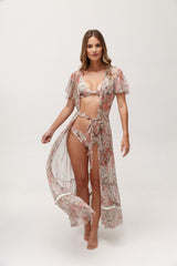 Mykonos Pink Flowers Cover-up